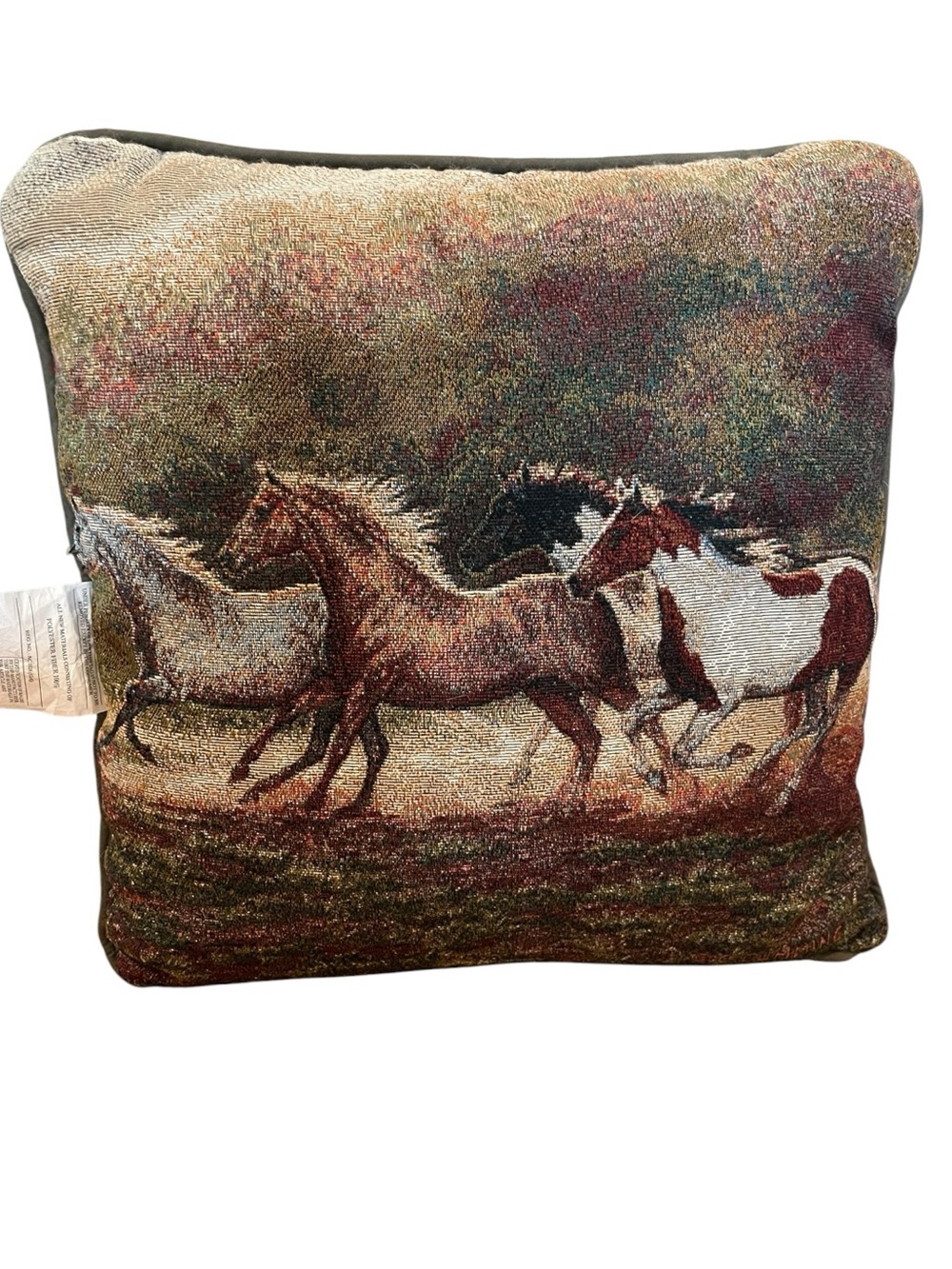Tapestry mustang Horse Run Decorative Throw Pillow - Multicolor 18X18